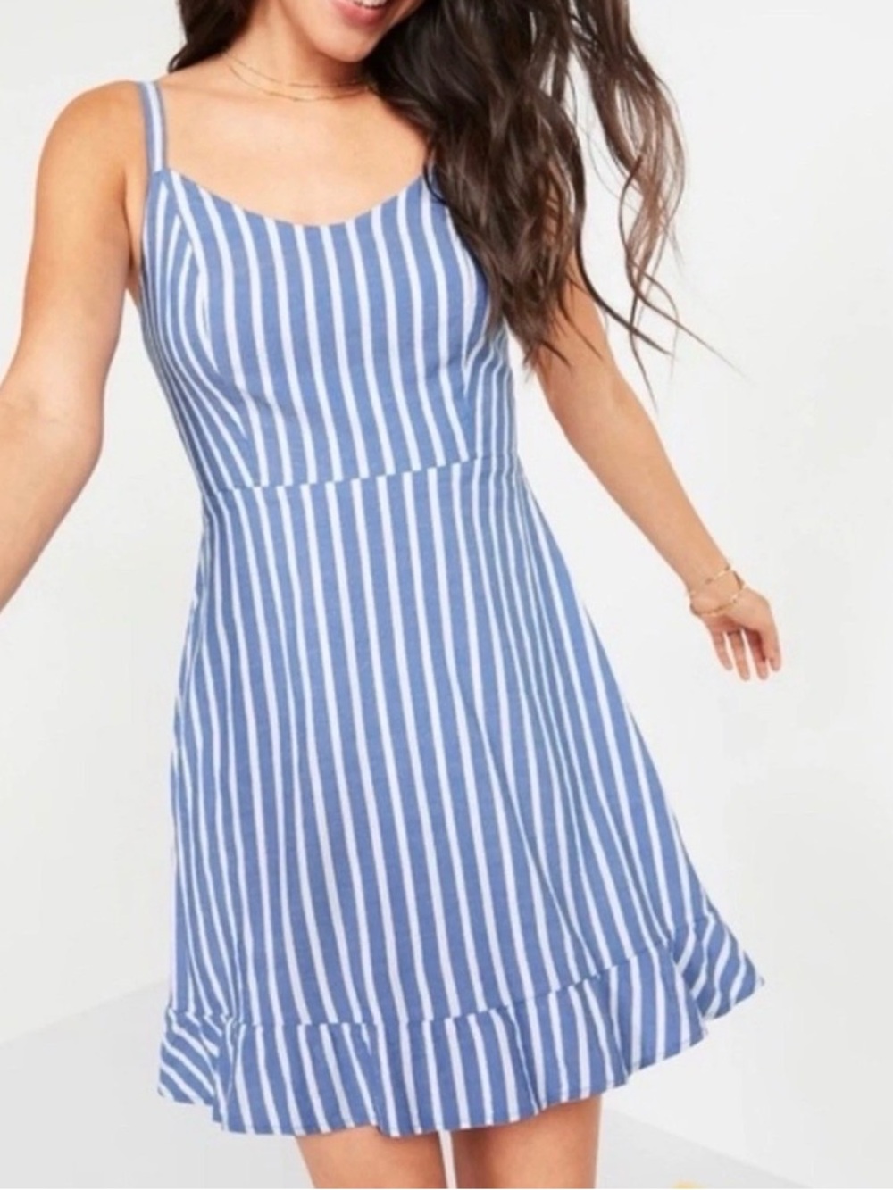 Old Navy Blue and White Striped Mini Sundress